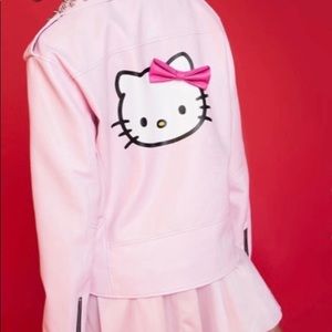 Dolls Kill Hello Kitty adult vegan leather pink jacket